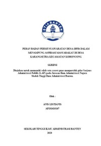 PERAN BADAN PERMUSYAWARATAN DESA (BPD) DALAM MENAMPUNG ASPIRASI MASYARAKAT DI DESA KARANGSETRA KECAMATAN KORONCONG