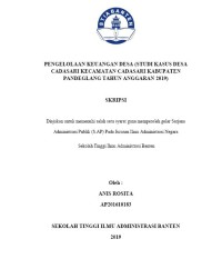 PENGELOLAAN KEUANGAN DESA (STUDI KASUS DESA CADASARI KECAMATAN CADASARI KABUPATEN PANDEGLANG TAHUN ANGGARAN 2019)