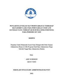 PENGARUH LEVERAGE DAN PROFITABILITAS TERHADAP MANAJEMEN LABA PADA PERUSAHAAN FOOD AND BAVERAGS YANG TERDAFTAR DI BURSA EFEK INDONESIA PADA PERIODE 2017-2019