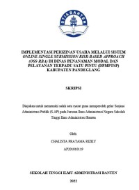 IMPLEMENTASI PERIZINAN USAHA MELALUI SISTEM ONLINE SINGLE SUBMISSION RISK-BASED APPROACH (OSS-RBA) DI DINAS PENANAMAN MODAL DAN PELAYANAN TERPADU SATU PINTU (DPMPTSP) KABUPATEN PANDEGLANG
