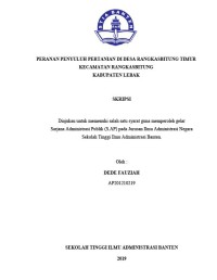 PERANAN PENYULUH PERTANIAN DI DESA RANGKASBITUNG TIMUR KECAMATAN RANGKASBITUNG KABUPATEN LEBAK