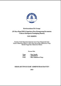 Kewirausahaan DA Groups (Jl. Raya Rego KM 04 Jagarhayu Desa Kaungcaang Kecamatan Cadasari Kabupaten Pandeglang Banten)
