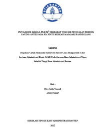 PENGARUH HARGA PER M3 TERHADAP VOLUME PENJUALAN PRODUK PAVING ANTIK PADA PD. PINTU BERKAH MAJASARI PANDEGLANG