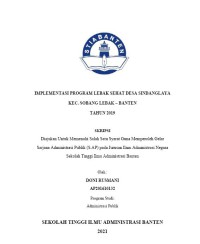 IMPLEMENTASI PROGRAM LEBAK SEHATDESA SINDANGLAYA KEC. SOBANG LEBAK - BANTEN