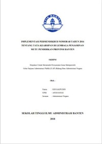 Implementasi Permendikbud Nomor 68 Tahun 2016 Tentang Tata Kearsipan Di Lembaga Penjaminan Mutu Pendidikan Provinsi Banten