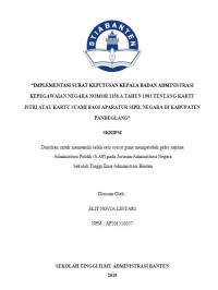 IMPLEMENTASI SURAT KEPUTUSAN KEPALA BADAN ADMINISTRASI KEPEGAWAIAN NEGARA NOMOR 1158.A TAHUN 1983 TENTANG KARTU ISTRI ATAU KARTU SUAMI BAGI APARATUR SIPIL NEGARA DI KABUPATEN PANDEGLANG