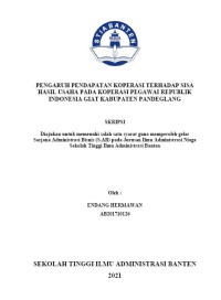 Pengaruh Pendapatan Koperasi Terhadap Sisa Hasil Usaha Pada Koperasi Pegawai Republik Indonesia Giat Kabupaten Pandeglang