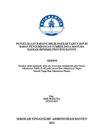 PENGELOLAAN BARANG MILIK DAERAH TAHUN 2019 DI BADAN PENGEMBANGAN SUMBER DAYA MANUSIA DAERAH (BPSDMD) PROVINSI BANTEN
