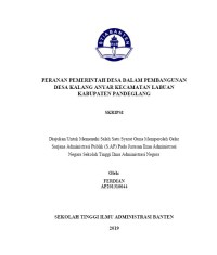 PERANAN PEMERINTAH DESA DALAM PEMBANGUNAN DESA KALANG ANYAR KECAMATAN LABUAN KABUPATEN PANDEGLANG