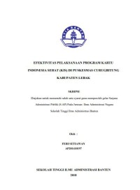 Efektivitas Pelaksanaan Program Kartu Indonesia Sehat (KIS) di Puskesmas Curugbitung Kabupaten Lebak