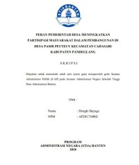 Peran Pemerintah Desa Meningkatkan Partisipasi Masyarakat Dalam Pembangunan Desa Di Desa Pasir Peuteuy Kecamatan Cadasari Kabupaten Pandeglang