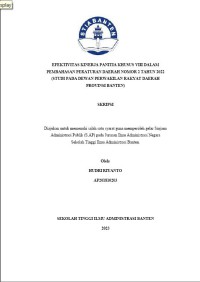 EFEKTIVITAS KINERJA PANITIA KHUSUS VIII DALAM PEMBAHASAN PERATURAN DAERAH NOMOR 2 TAHUN 2022 (STUDI PADA DEWAN PERWAKILAN RAKYAT DAERAH PROVINSI BANTEN)