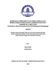 KEBIJAKAN IMPLEMENTASI UMK PANDEGLANG BERDASARKAN PERATURAN GUBERNUR BANTEN NOMOR 561 TAHUN 2019