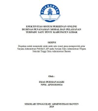 Efektivitas Sistem Perizinan Online Di Dinas PenanamanModal dan Pelayanan Terpadu satu Pintu Kabupaten Lebak