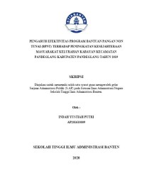 PENGARUH EFEKTIVITAS PROGRAM BANTUAN PANGAN NON TUNAI (BPNT) TERHADAP PENINGKATAN KESEJAHTERAAN MASYARAKAT KELURAHAN KABAYAN KECAMATAN PANDEGLANG KABUPATEN PANDEGLANG TAHUN 2019