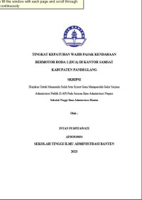 TINGKAT KEPATUHAN WAJIB PAJAK KENDARAAN BERMOTOR RODA 2(DUA) DI KANTOR SAMSAT KABUPATEN PANDEGLANG