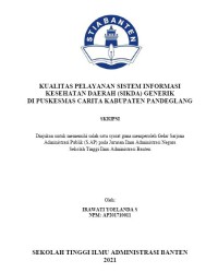KUALITAS PELAYANAN SISTEM INFORMASI KESEHATAN DAERAH (SIKDA) GENERIK DI PUSKESMAS CARITA KABUPATEN PANDEGLANG