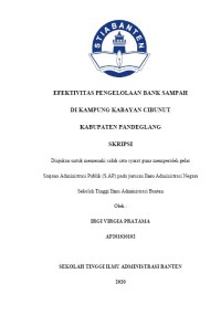 EFEKTIVITAS PENGELOLAAN BANK SAMPAH DI KAMPUNG KABAYAN CIBUNUT KABUPATEN PANDEGLANG