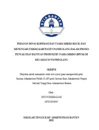 PERANAN KOPERASI DAN USAHA MIKRO KECIL DAN MENENGAH (UMKM) KABUPATEN PANDEGLANG DALAM PROSES PENYALURAN BANTUAN PRODUKTIF USAHA MIKRO (BPUM) DI KECAMATAN PANDEGLANG