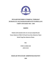 Pengaruh Retribusi Terminal Terhadap Pendapatan Asli Daerah Kabupaten Pandeglang Tahun Anggaran 2014-2018