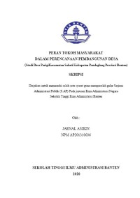 PERAN TOKOH MASYARAKAT DALAM PERENCANAAN PEMBANGUNAN DESA (Studi Desa ParigiKecamatan Saketi Kabupaten Pandeglang Provinsi Banten)