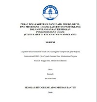 PERAN DINAS KOPERASI DAN USAHA MIKRO, KECIL, DAN MENENGAH (UMKM) KABUPATEN PANDEGLANG DALAM PELAKSANAAN KEBIJAKAN PENGEMBANGAN UMKM (STUDI KASUS DI KECAMATAN PANDEGLANG)
