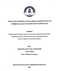PERAN DINAS PEMUDA DAN OLAHRAGA (DISPORA) DALAM PEMBINAAN ATLET DI KABUPATEN PANDEGLANG