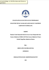 KUALITAS PEKAYANAN PENCATATAN PERNIKAHAN DI KANTOR URUSAN AGAMA (KUA) KECAMATAN KADUHEJO KABUPATEN PANDEGLANG