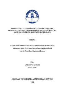 EFEKTIVITAS LAYANAN PENGADUAN SISTEM INFORMASI COMMAND CENTER 112 PADA DINAS KOMUNIKASI INFORMATIKA SANDI DAN STATISTIK KABUPATEN PANDEGLANG