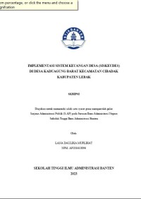 OPTIMALISASI PERAN DALAM MENINGKATKAN KINERJA PERANGKAT DESA DI DESA SIDANGSARI KECAMATAN WARUNGGUNUNG KABUPATEN LEBAK