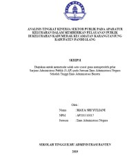 Image of ANALISIS TINGKAT KINERJA SEKTOR PUBLIK PADA APARATUR KELURAHAN DALAM MEMBERIKAN PELAYANAN PUBLIK DI KELURAHAN KADUMERAK KECAMATAN KARANGTANJUNG KABUPATEN PANDEGLANG