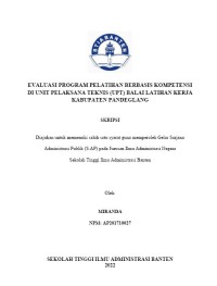 EVALUASI PROGRAM PELATIHAN BERBASIS KOMPTENSI DI UNIT PELAKSANA TEKNIS (UPT) BALAI LATIHAN KERJA KABUPATEN PANDEGLANG