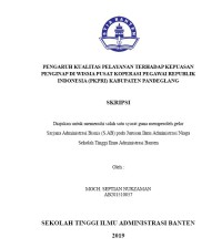 Pengaruh Kualitas Pelayanan Terhadap Kepuasan Penginap Di Wisma Pusat Koperasi Pegawai Republik Indonesia (PKPRI) Kabupaten Pandeglang