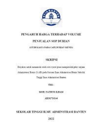 PENGARUH HARGA TERHADAP VOLUME PENJUALAN SOP DURIAN (STUDI KASUS CAFÉ DUREN MENES)