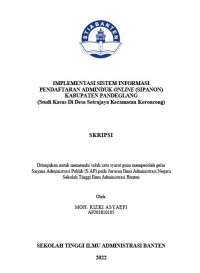 IMPLEMENTASI SISTEM INFORMASI PENDAFTARAN ADDMINDUK ONLINE SIPANON KABUPATEN PANDEGLANG (STUDI KASUS DI DESA SETRAJAYA KECATAMAN KORONCONG)