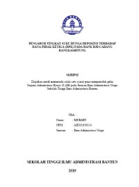 PENGARUH TINGKAT SUKU BUNGA DEPOSITO TERHADAP DANA PIHAK KETIGA (DPK) PADA BANK BJB CABANG RANGKASBITUNG