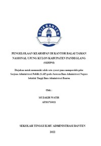 PENGELOLAAN KEARSIPAN DI KANTR BALAI TAMAN NASIONAL UJUNG KULON KABUPATEN PANDEGLANG