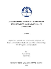 ANALISIS STRATEGI PROMOSI DALAM MENGHADAPI ERA DIGITAL DI PT. RADIO PARANTI 105.6 FM PANDEGLANG