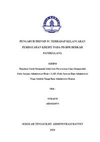 Pengaruh prinsip 5C terhadap kelacaran pembayaran kredit di PD.BPR Berkah Pandeglang