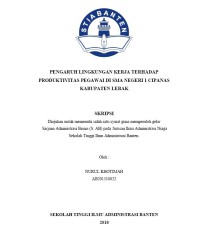 Pengaruh Lingkungan Kerja Terhadap Produktivitas Pegawai di SMA Negeri 1 Cipanas Kabupaten Lebak
