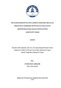 PENGARUH EFEKTIVITAS PENGARSIPAN DOKUMEN REGULASI (PERATURAN) TERHADAP PENINGKATAN PELAYANAN ADMINISTRASI PADA BAGIAN HUKUM SETDA KABUPATEN LEBAK