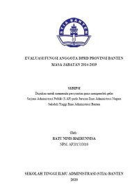 EVALUASI FUNGSI ANGGOTA DPRD PROVINSI BANTEN MASA JABATAN 2014-2019