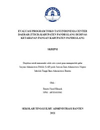 EVALUASI PROGRAM TOKO TANI INDONESIA CENTER DAERAH (TTICD) KABUPATEN PANDEGLANG DI DINAS KETAHANAN PANGAN KABUPATEN PANDEGLANG