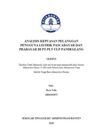 ANALISIS KEPUASAN PELANGGAN PENGGUNA LISTRIK PASCABAYAR DAN PRABAYAR DI PT.PLN ULP PANDEGLANG