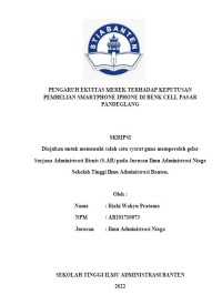 STRATEGI PENGEMBANGAN USAHA DALAM MEMENUHI KEBUTUHAN KONSUMEN MENGGUNAKAN ANALISIS SWOT PADA AIR GALON MINERAL OSMO PLUS, DESA CIINJUK, PANDEGLANG, BANTEN