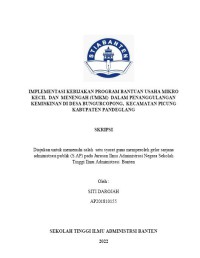 Image of IMPLEMENTASI KEBIJAKAN PROGRAM BANTUAN USAHA MIKRO KECIL DAN MENENGAH (UMKM) DALAM PENANGGULANGAN KEMISKINAN DI DESA BUNGURCOPONG KECAMATAN PICUNG KABUPATEN PANDEGLANG