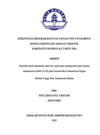 EFEKTIVITAS PROGRAM BANTUAN PANGAN NON TUNAI (BPNT) DI DESA SEKONG KECAMATAN CIMANUK KABUPATEN PANDEGLAG TAHUN 2020