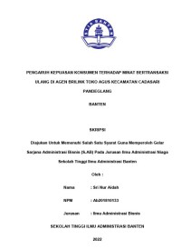 PENGARUH KEPUASAN KONSUMEN TERHADAP MINAT BERTRANSAKSI ULANG DI AGEN BRILINK TOKO AGUS KECAMATAN CADASARI PANDEGLANG-BANTEN