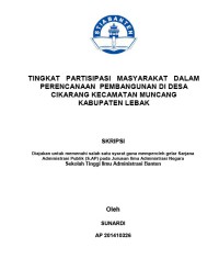Tingkat Partisipasi Masyarakat Dalam Perencanaan Pembangunan di Desa Cikarang Kecamatan Muncang Kabupaten Lebak