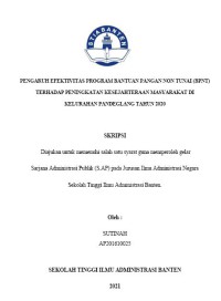 PENGARUH EFEKTIVITAS PROGRAM BANTUAN PANGAN NON TUNAI (BPNT) TERHADAP PENINGKATAN KESEJAHTERAAN MASYARAKAT DI KELURAHAN  PANDEGLANG TAHUN 2020